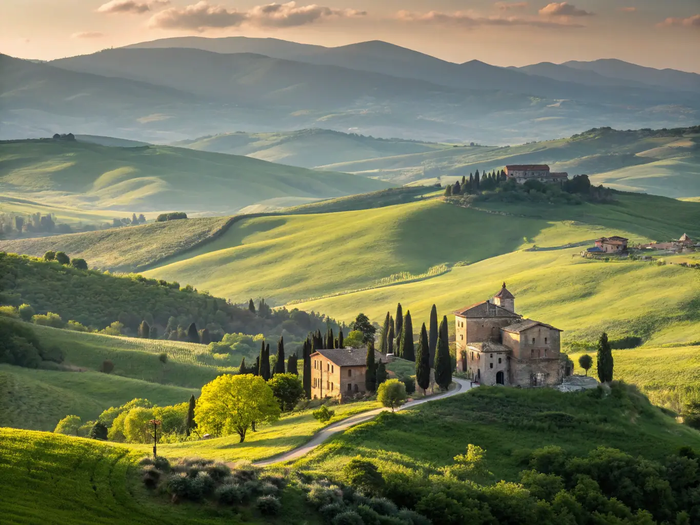A scenic view of the Midi-Pyrénées region in France, highlighting its natural and cultural sites, with participants exploring historical landmarks.